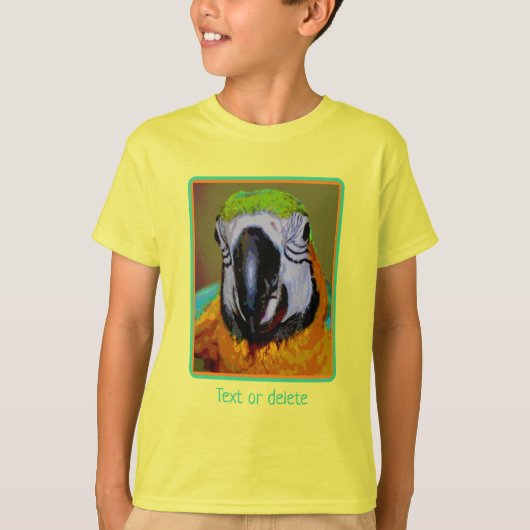 Blue Gold Macaw Parrot Abstract, speciaal aangepas T-shirt (Voorkant)