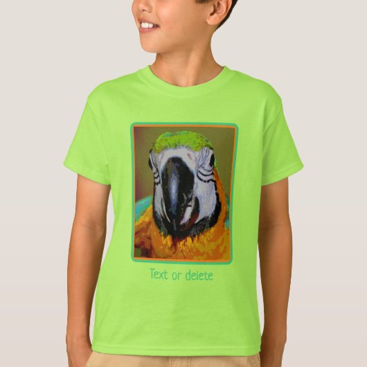 Blue Gold Macaw Parrot Abstract, speciaal aangepas T-shirt (Voorkant)