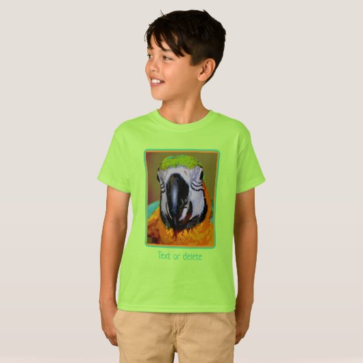 Blue Gold Macaw Parrot Abstract, speciaal aangepas T-shirt (Voorkant volledig)