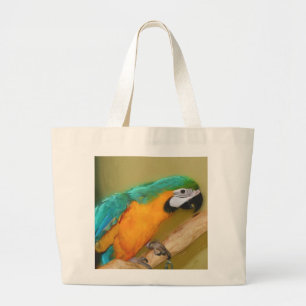 Blue Gold Macaw Parrot Painting Bag Grote Tote Bag