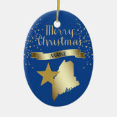 Blue Gold Maine Star Keramisch Ornament (Voorkant)