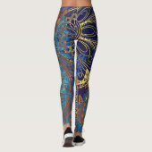 Blue Gold Mandala Celestial Steampunk Pattern Leggings (Achterkant)