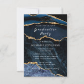Blue Gold Marble Afstuderen Invitation Sjabloon (Voorkant)