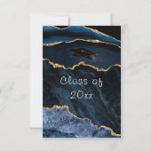 Blue Gold Marble Afstuderen Invitation Sjabloon (Achterkant)