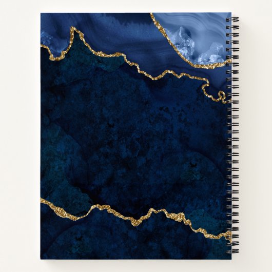 Blue Gold Marble Agate Geode Sketchbook Notitieboek (Achterkant)