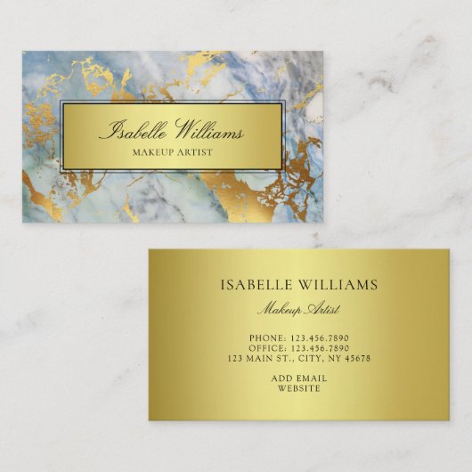 Blue Gold Marble Agate Visitekaartje (Voorkant / Achterkant)