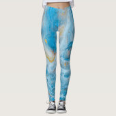 Blue Gold Marble Art Leggings (Voorkant)