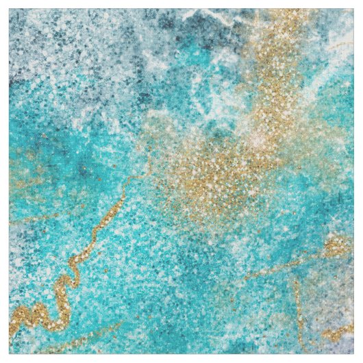 Blue Gold Marble Artwork  Stof (Close Up)