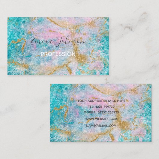 Blue Gold Marble Artwork  Visitekaartje (Voorkant / Achterkant)