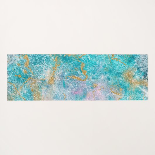 Blue Gold Marble Artwork  Yogamat (Achterkant (horizontaal))