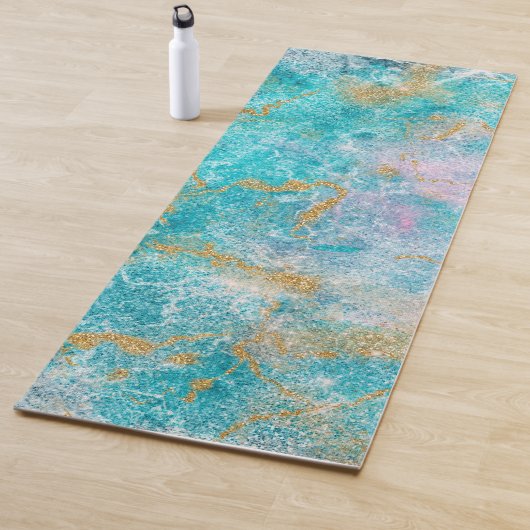Blue Gold Marble Artwork Yogamat (In situ)