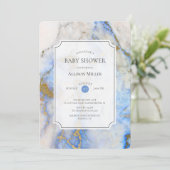 Blue & Gold Marble Baby shower Kaart (Staand voorkant)