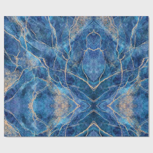 Blue Gold Marble  Cadeaupapier (Vlak)