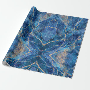 Blue Gold Marble  Cadeaupapier