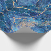 Blue Gold Marble  Cadeaupapier (Hoek)