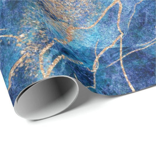 Blue Gold Marble  Cadeaupapier (Rol Hoek)