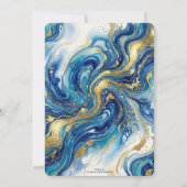 Blue Gold Marble Elegant Luxury Fluid Art Editable Kaart (Achterkant)