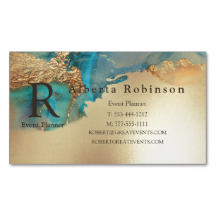 Blue Gold Marble Elegant Magnetisch Visitekaartje