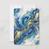 Blue Gold Marble  Elegant Wedding Save the Date (Achterkant)