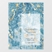 Blue Gold Marble Kapsalon Raamsticker (Vel)