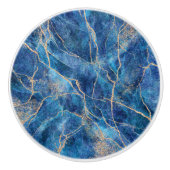 Blue Gold Marble  Keramische Knop (Voorkant)