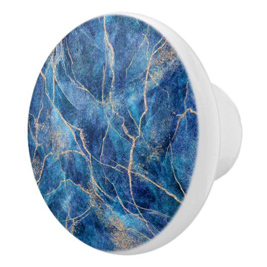 Blue Gold Marble  Keramische Knop (Rechts)