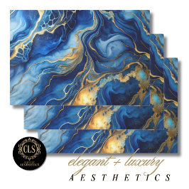 Blue & Gold Marble Luxe Aesthetics Inpakpapier Vel