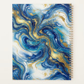 Blue Gold Marble Luxury Abstract Fluid Art Pattern Planner (Achterkant)