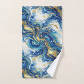 Blue Gold Marble Luxury Decor Fluid Art Pattern Bad Handdoek (Handdoek)
