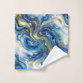 Blue Gold Marble Luxury Decor Fluid Art Pattern Bad Handdoek (Wasdoekje)