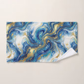 Blue Gold Marble Luxury Decor Fluid Art Pattern Bad Handdoek (Handdoek)