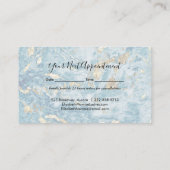 Blue Gold Marble Monogram Modern Afsprakenkaartje (Achterkant)