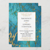 Blue Gold Marble Rehearings Dinner Invitation Kaart (Voorkant / Achterkant)