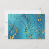 Blue Gold Marble RSVP Wedding Response (Achterkant)