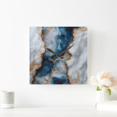 Blue & Gold Marble Square Wall Clock Vierkante Klok (Huis)