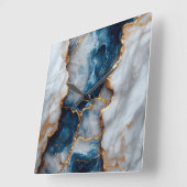 Blue & Gold Marble Square Wall Clock Vierkante Klok (Hoek)