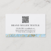 Blue Gold Marble Stone QR Code Visitekaartje (Achterkant)