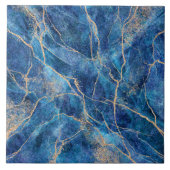 Blue Gold Marble  Tegeltje (Voorkant)