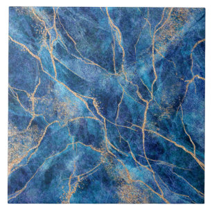 Blue Gold Marble Tegeltje