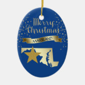 Blue Gold Maryland Star Keramisch Ornament (Voorkant)