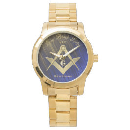 Blue & Gold Masonic Monogrammed Horloge