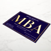 Blue Gold MBA Afstuderen Folie Uitnodiging (Gedraaid)