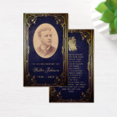 Blue Gold Memorial Funeral  Prayer Card Visitekaartje (Bureau)