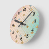 Blue Gold Mermaid Sparkle Glitter Ronde Klok (Hoek)