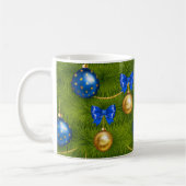 Blue Gold Merry Christmas Ornament Holiday Koffiemok (Links)