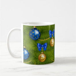 Blue Gold Merry Christmas Ornament Holiday Koffiemok