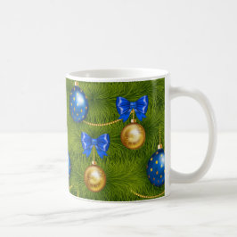 Blue Gold Merry Christmas Ornament Holiday Koffiemok