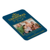 Blue Gold Merry Happy Nieuwjaarsfoto Magneet (Rechterzijde)