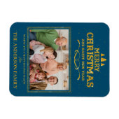 Blue Gold Merry Happy Nieuwjaarsfoto Magneet (Horizontaal)