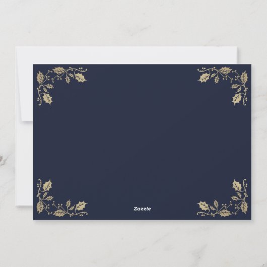 Blue Gold Merry Happy Nieuwjaarskaarten Feestdagenkaart (Achterkant)